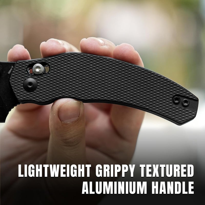 KIZER سكين جيب بولدوج، 3 إن شفرات فولاذ نيترو V قابلة للطي مقبض ألمنيوم سكين تخييم وصيد مع مشبك قابل للعكس قفل شيفسفوت صغير سكاكين EDC للرجال والنساء V3672A1 - Image 3